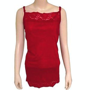 Maurices Burgundy Red Camisole with Lace Sheer Spaghetti Straps Size 1